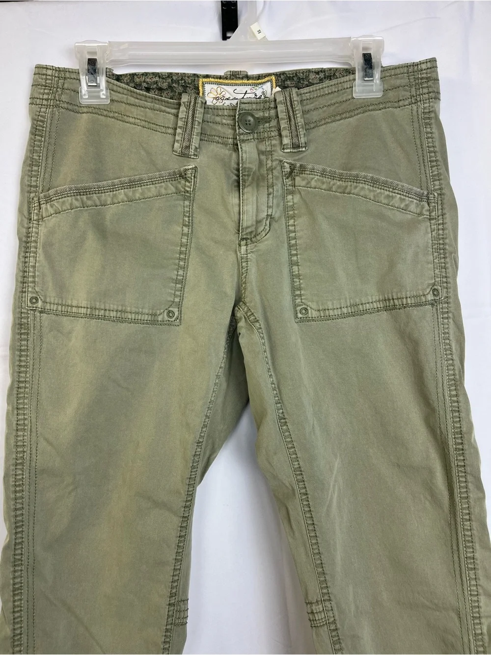 Y2k Aventura Arden Organic Cotton Cargo Capri Pants Womens Size 4 Olive Green